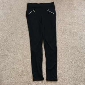 Black jeggings with gold fake zippers